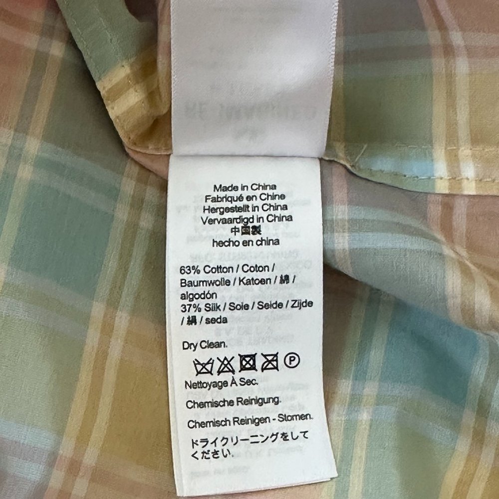🌈 New 🌈 J Crew Classic-Fit Cotton-Silk Voile Ruffleneck Shirt in Pastel Plaid - Picture 12 of 13
